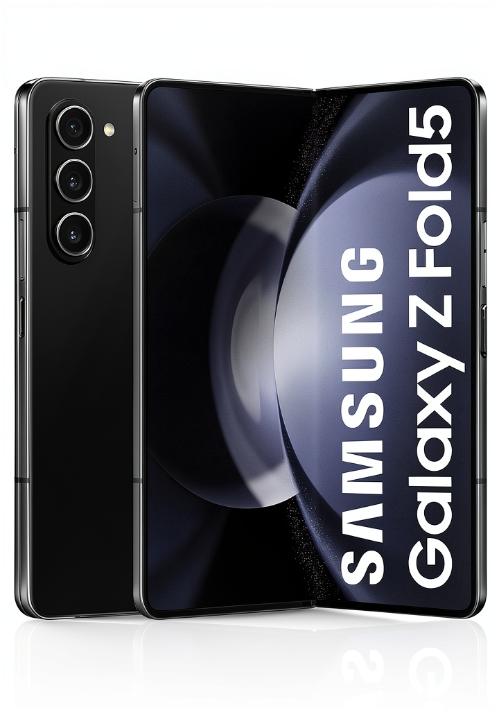 Samsung Galaxy Z Fold5 unfolded on a table showing its large display