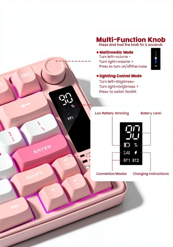 Womier DK75 Wireless Gaming Membrane Keyboard RGB Backlit-3