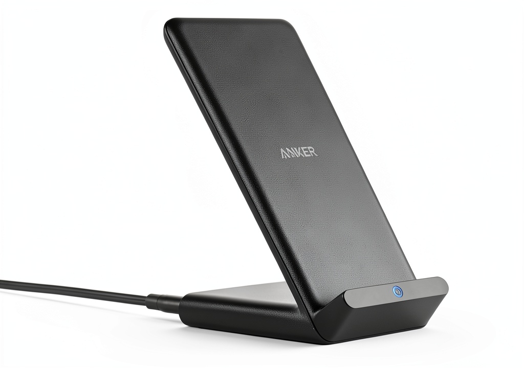 Anker 313 Wireless Charger Stand in use with a smartphone