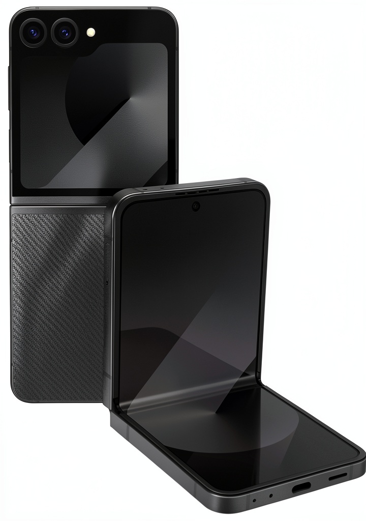 Samsung Galaxy Z Flip6 folded and unfolded views on a table