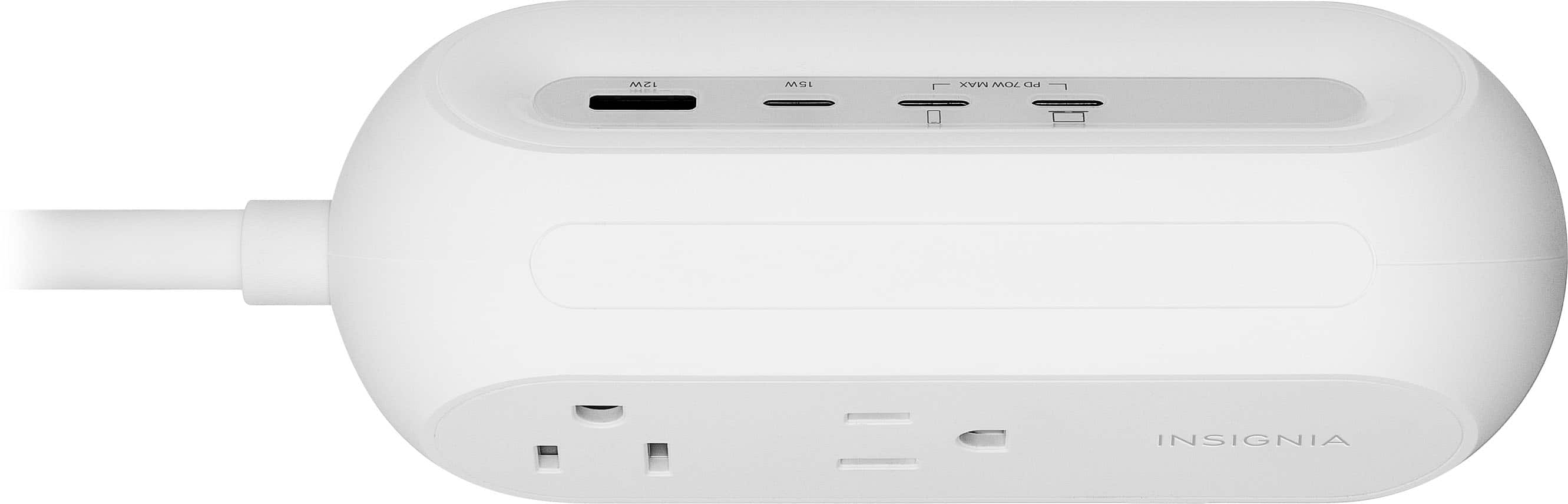 Insignia 6-in-1 Charging Station connected to multiple devices on a desk