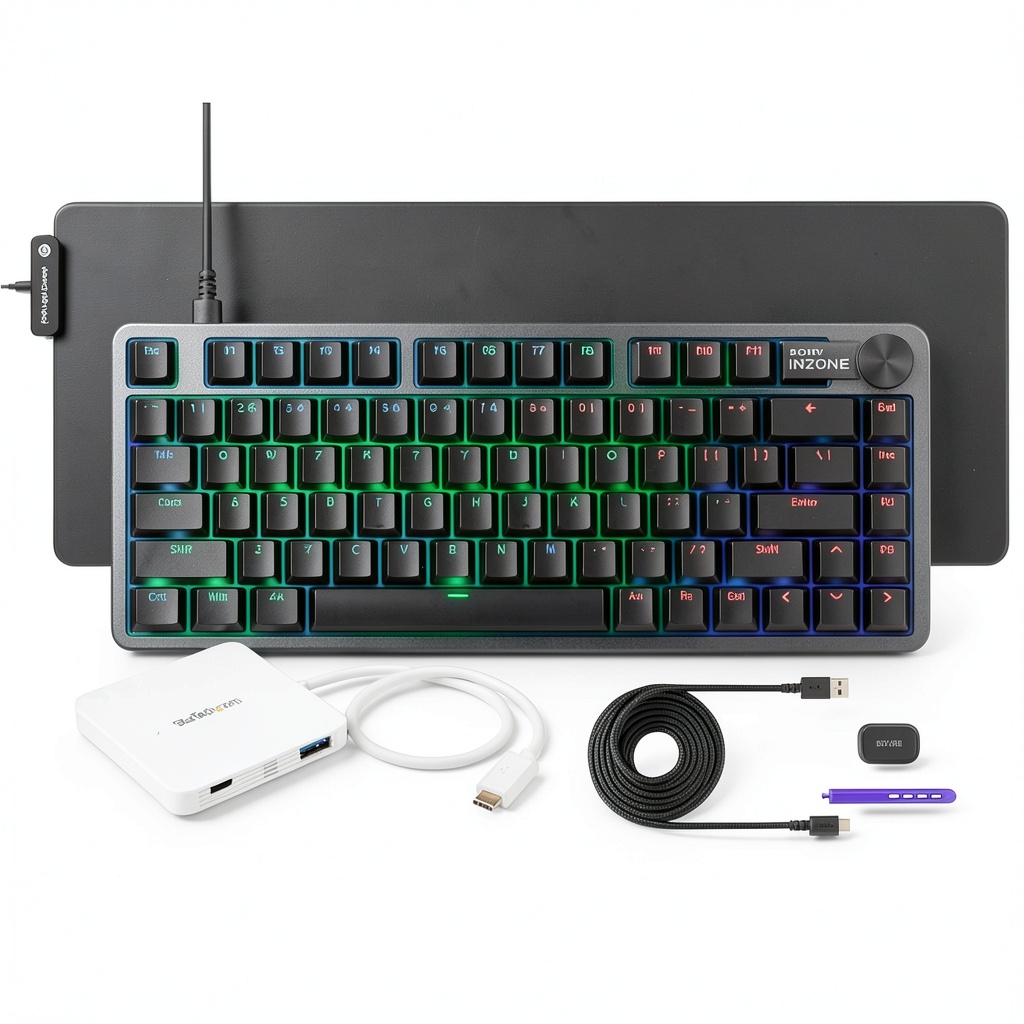 Fnatic gaming keyboard on a gaming desk setup