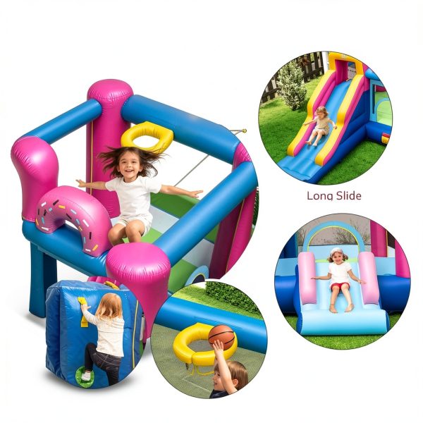 Doughnut Bounce House Inflatable Castle Slides Basketball-3