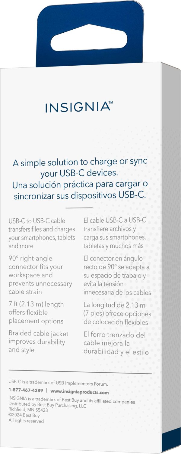 Insignia USB C Charging Cable Right Angle Braided 7ft-5