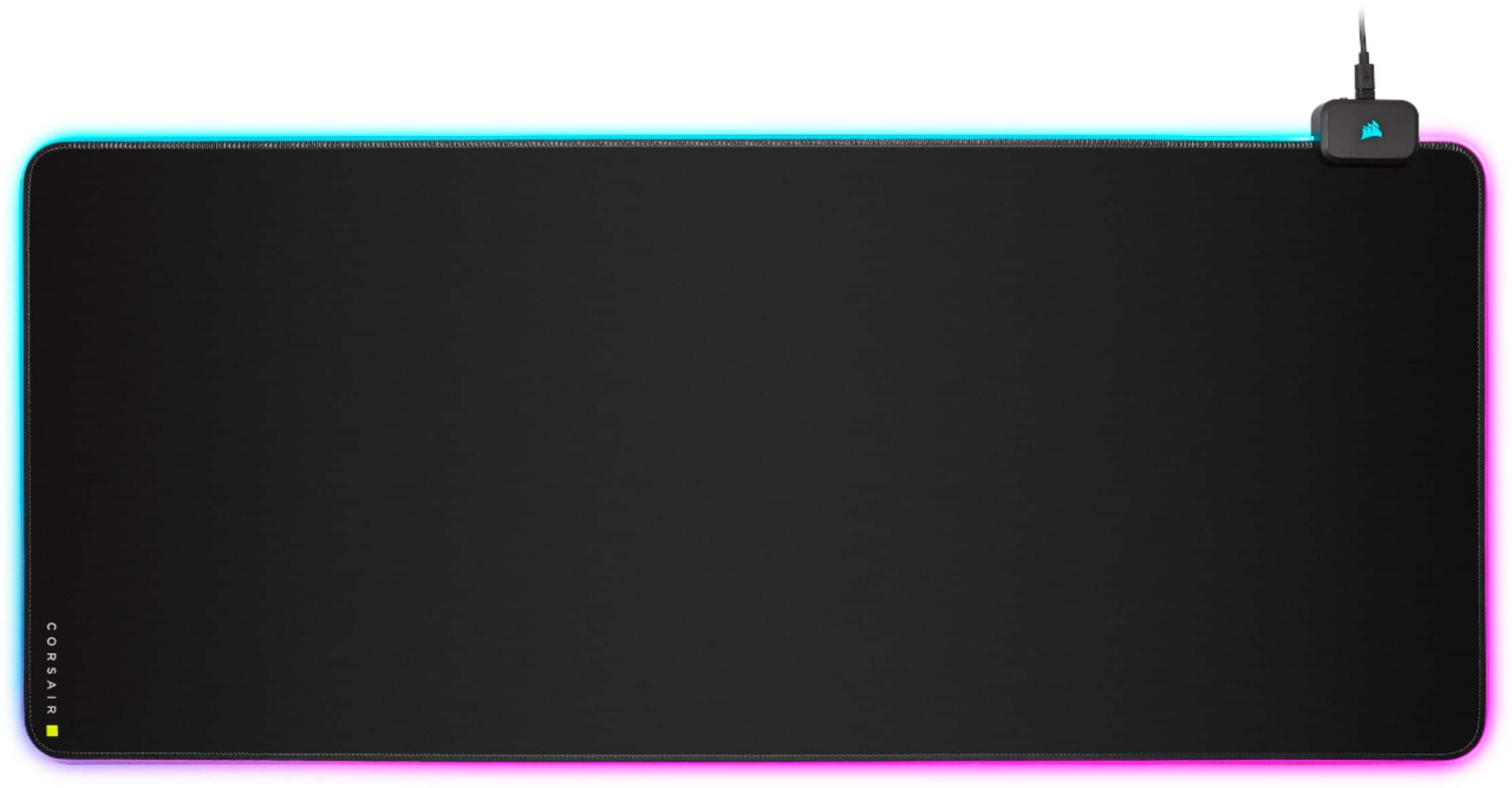 CORSAIR MM700 RGB Extended Cloth Gaming Mouse Pad on a gaming desk