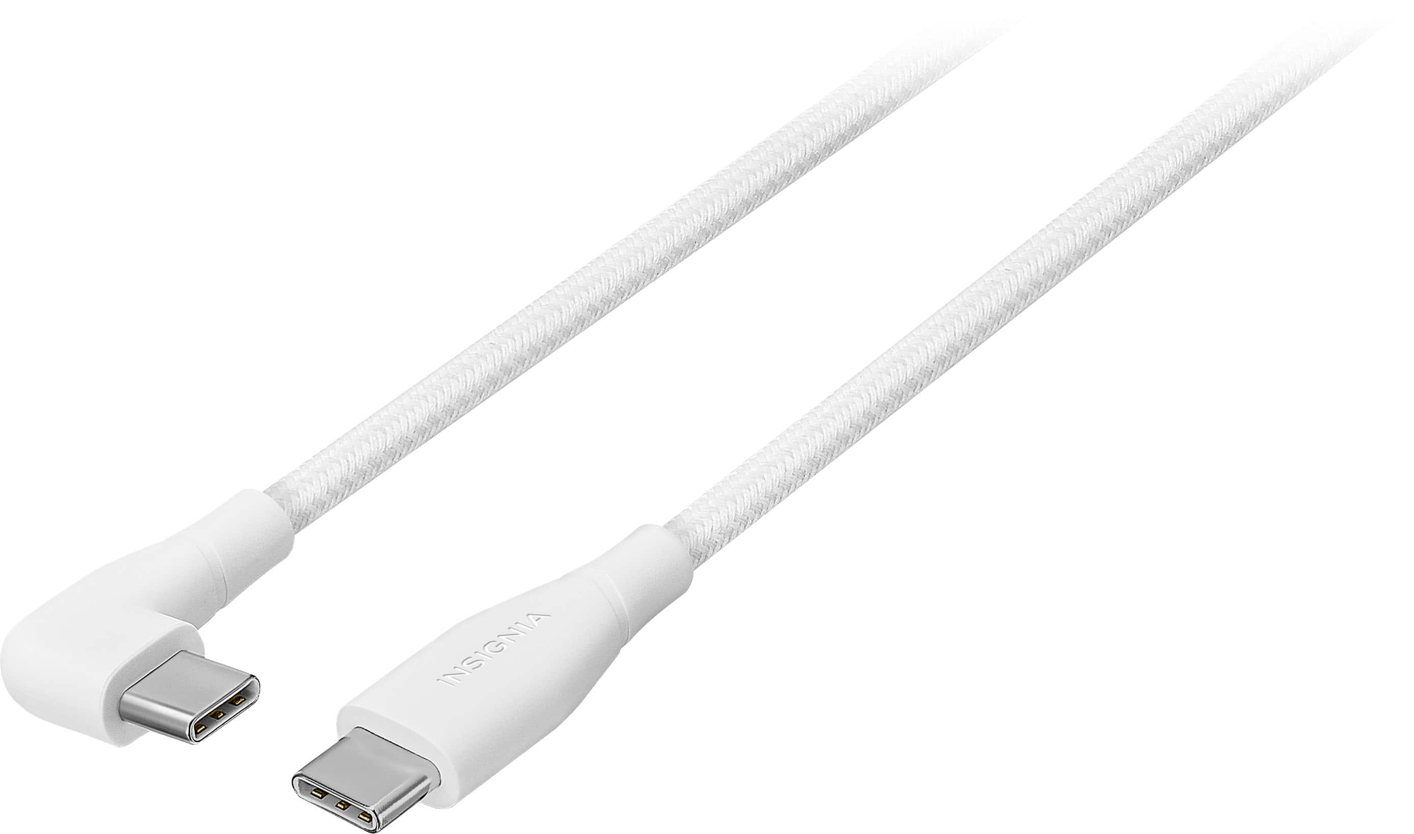Installing Insignia USB C Charging Cable Right Angle Braided 7ft on a wooden desk