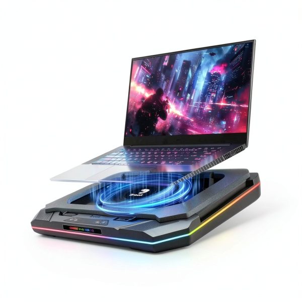 Gaming Laptop Cooling Pad Turbo Fan USB Hub RGB Lighting-0