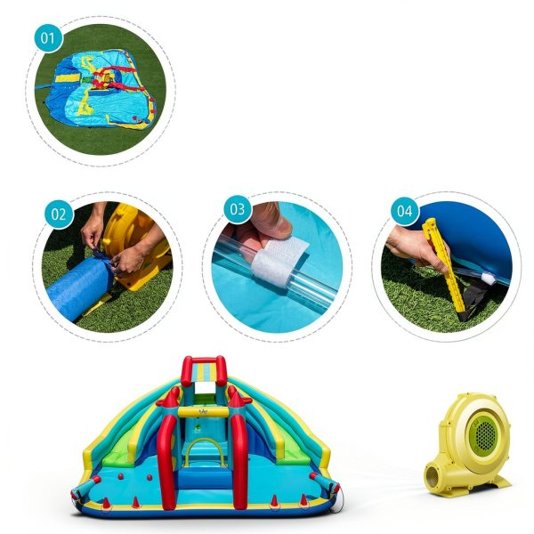 Inflatable Water Park Bounce House with Slides for Kids-5