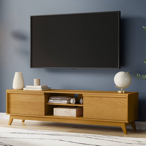 Lennon TV Stand Oak Veneer Mid Century Modern Storage-1