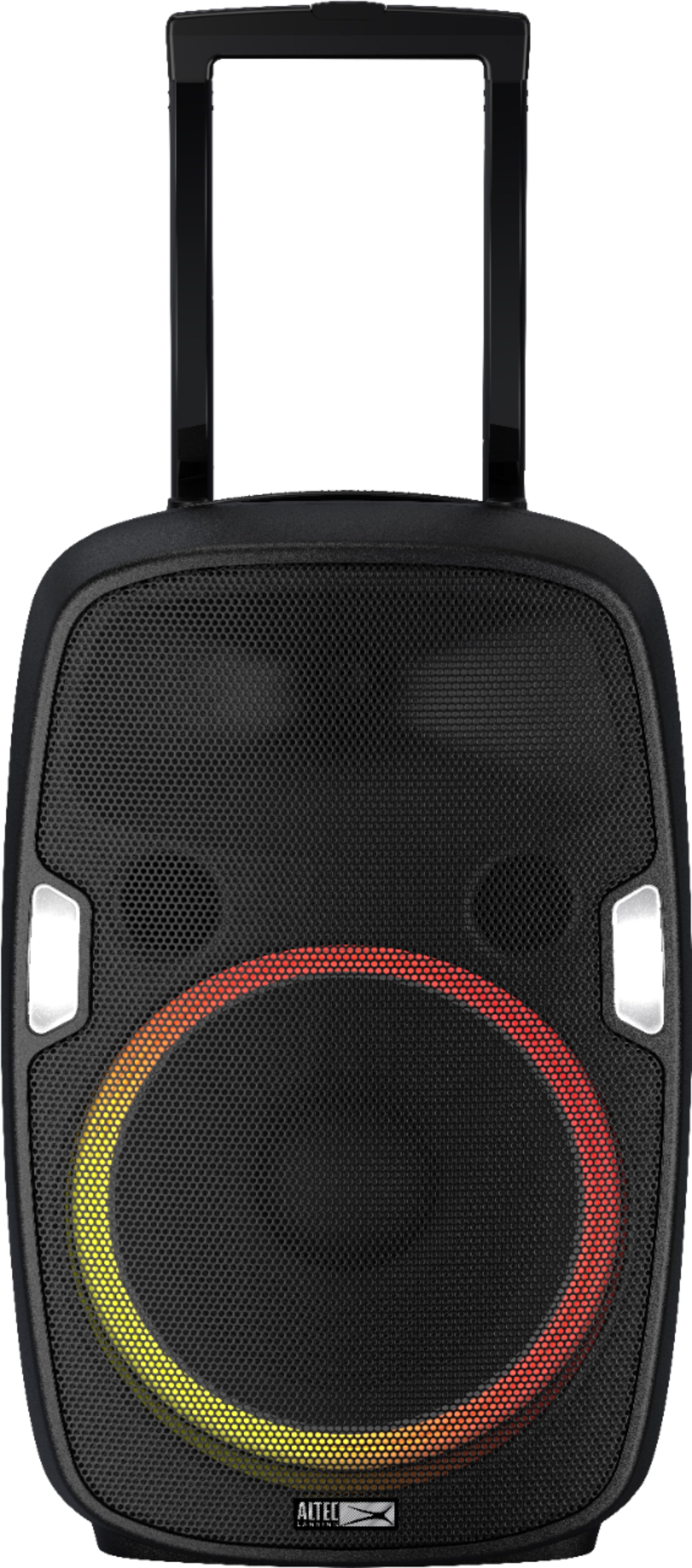 Altec Lansing Soundrover speaker with LED lights active at a party