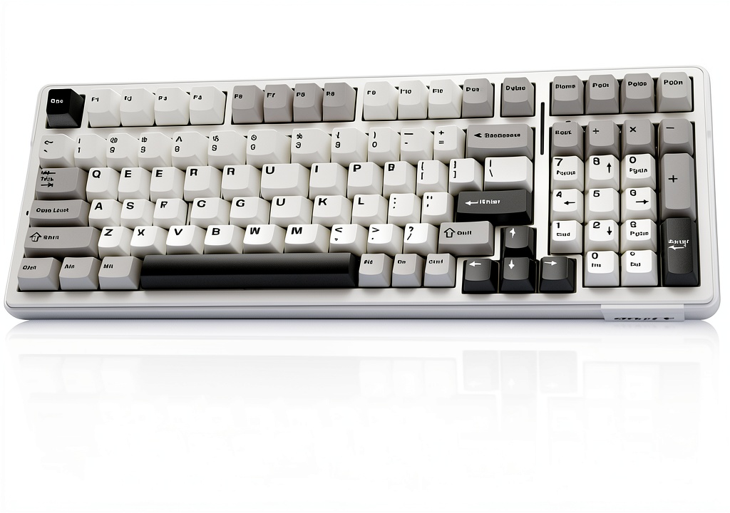 AULA F99 keyboard in Black Grey White color on a desk