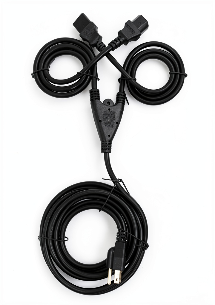 Installing Altec Lansing Power Cord Splitter UL Listed 10FT 3 Prong on a wooden desk