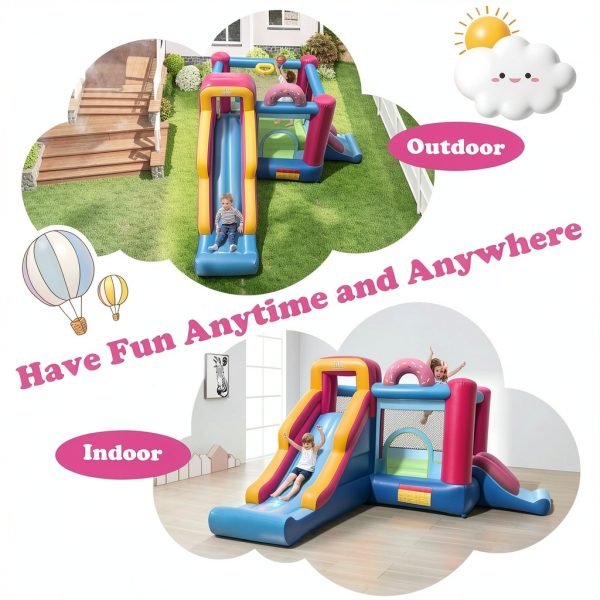 Doughnut Bounce House Inflatable Castle Slides Basketball-4