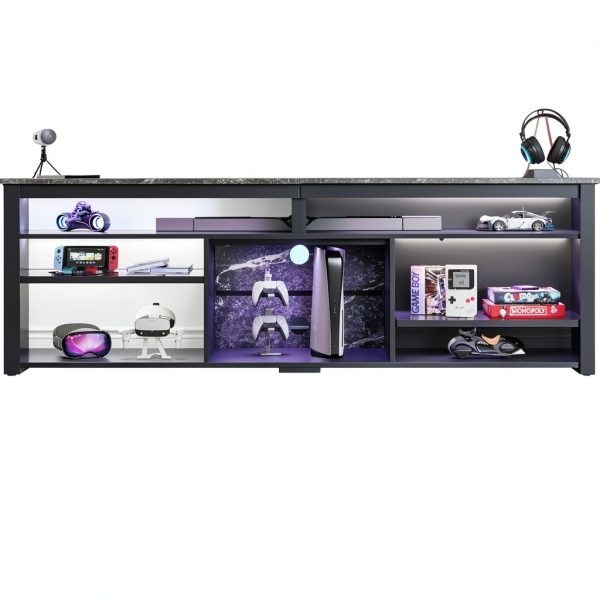 Pavo 70 Inch TV Stand Gaming Console LED Lights Black-5