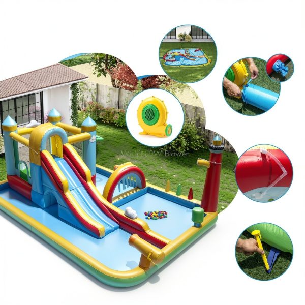 Inflatable Water Slide Bounce House Kids Outdoor Play-8