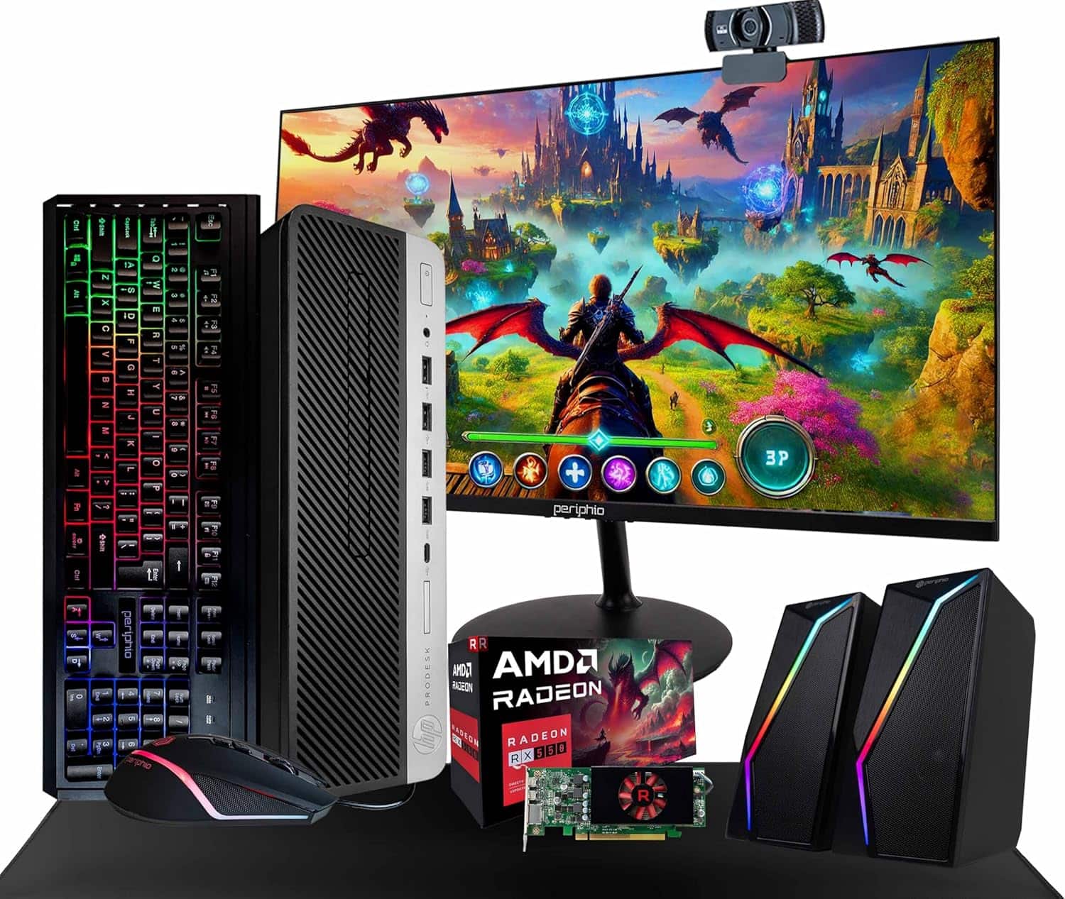 HP ProDesk 600G4 desktop setup with monitor and accessories