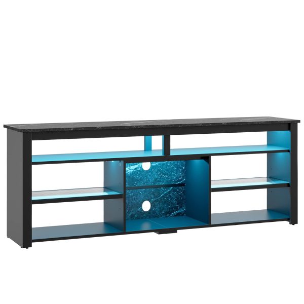 Pavo 70 Inch TV Stand Gaming Console LED Lights Black-8