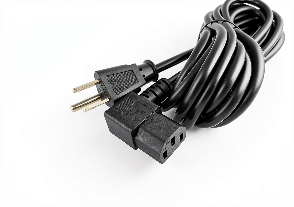 OMNIHIL 15FT L-shaped C13 power cable connected to Altec Lansing ALP-L2200 speaker