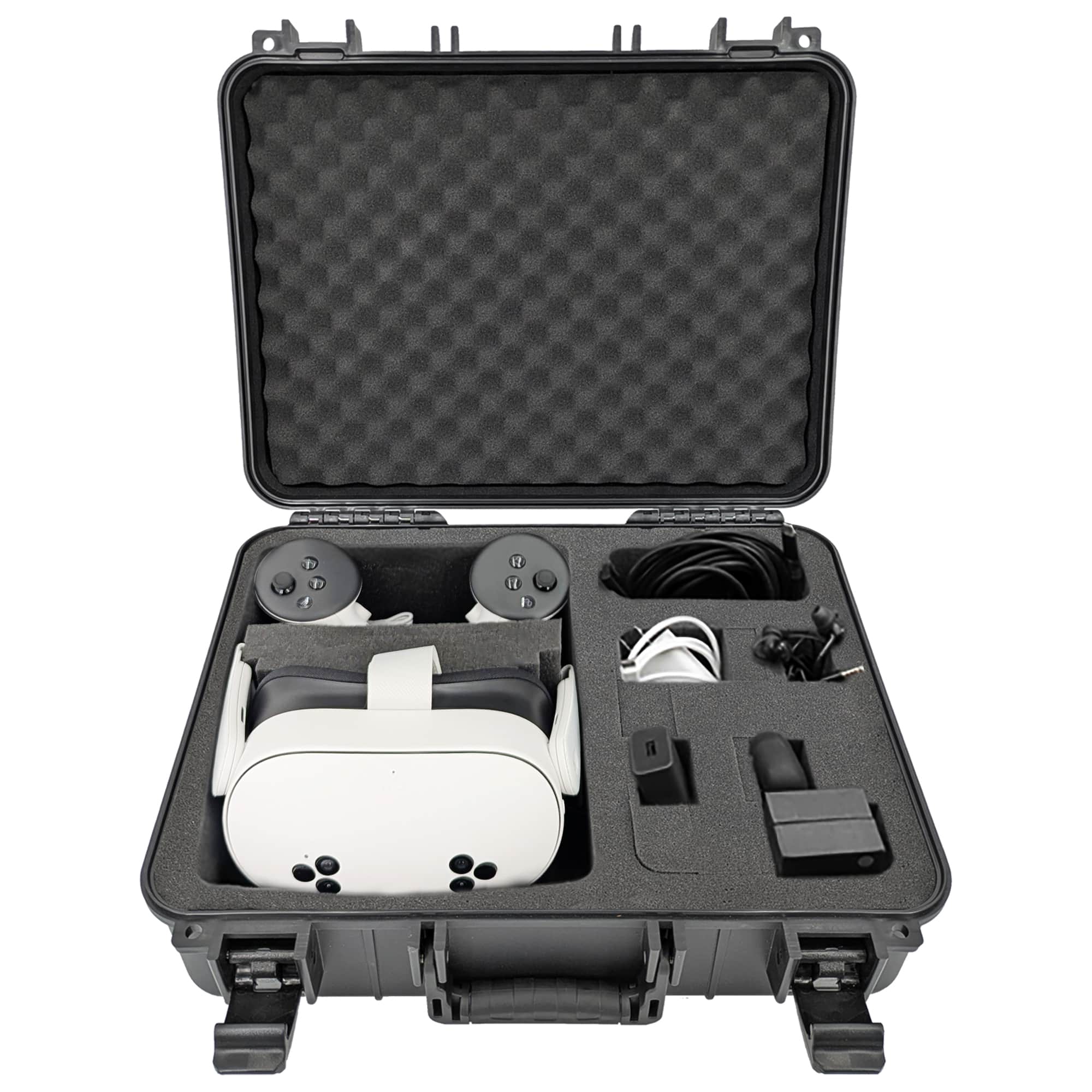 CASEMATIX hard shell travel case with Meta Quest headset and accessories organized inside