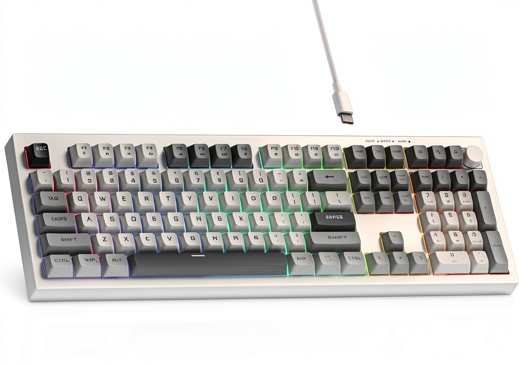 Womier K105 keyboard on a desk with gaming setup