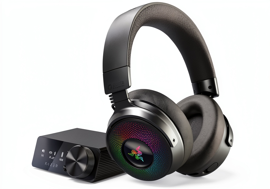 Razer Kraken V4 Pro wireless headset in use with a gaming PC