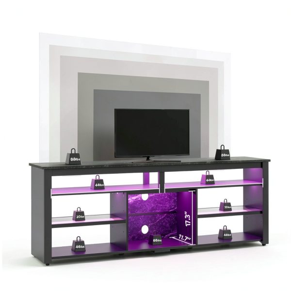 Pavo 70 Inch TV Stand Gaming Console LED Lights Black-1