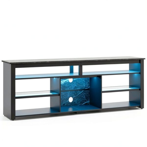 Pavo 70 Inch TV Stand Gaming Console LED Lights Black-7