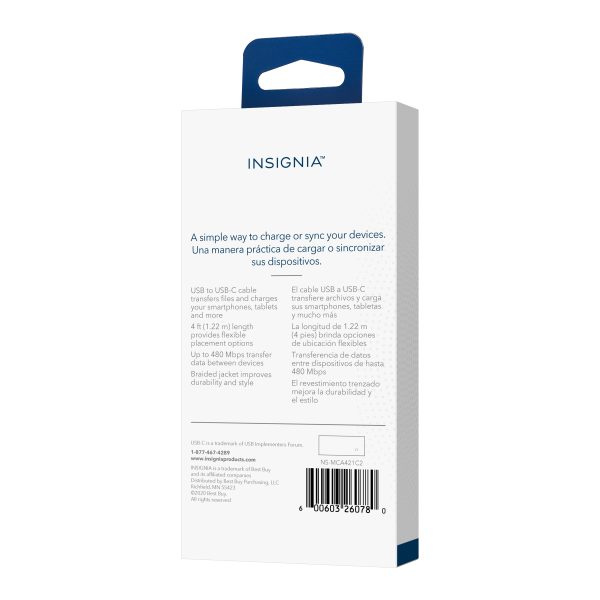 Insignia USB-C to USB-A Cable 4 ft Braided Durable-10