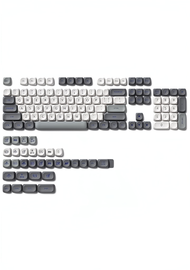 Close-up of PBT MOA profile keycaps showing dye-sublimated patterns