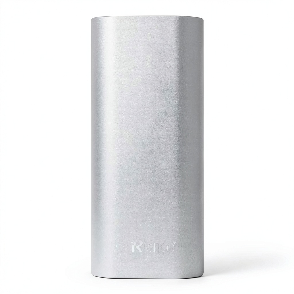 Portable power bank showing LED indicators and dual USB ports