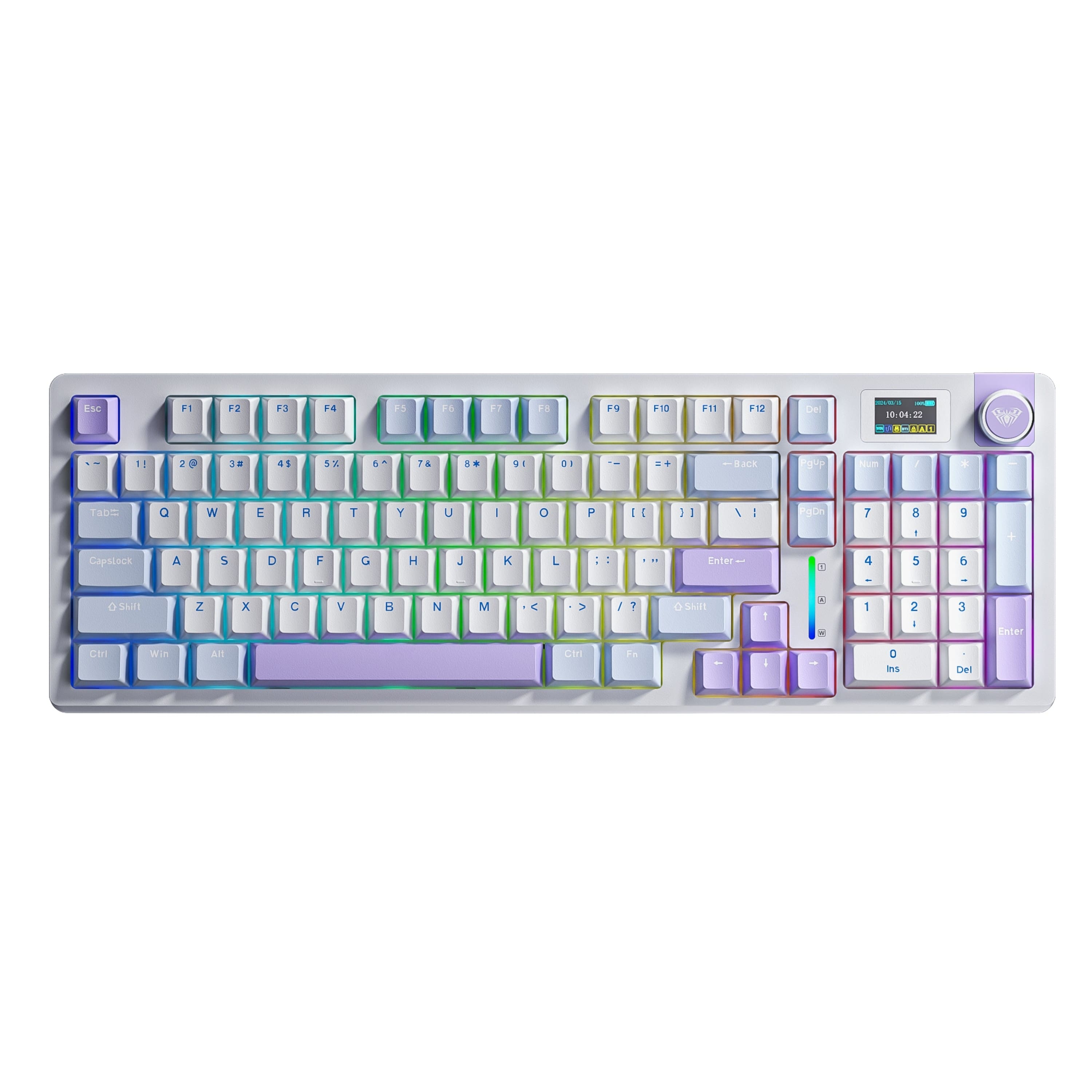 AULA S98 Pro keyboard in Purple Blue color on a gaming desk