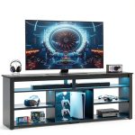 Pavo 70 Inch TV Stand Gaming Console LED Lights Black-0
