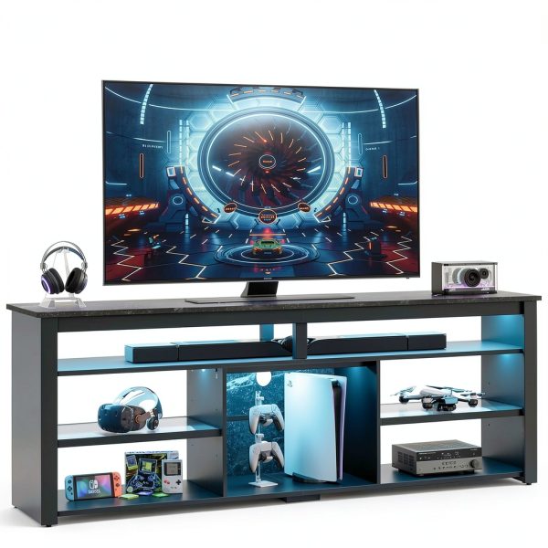 Pavo 70 Inch TV Stand Gaming Console LED Lights Black-0