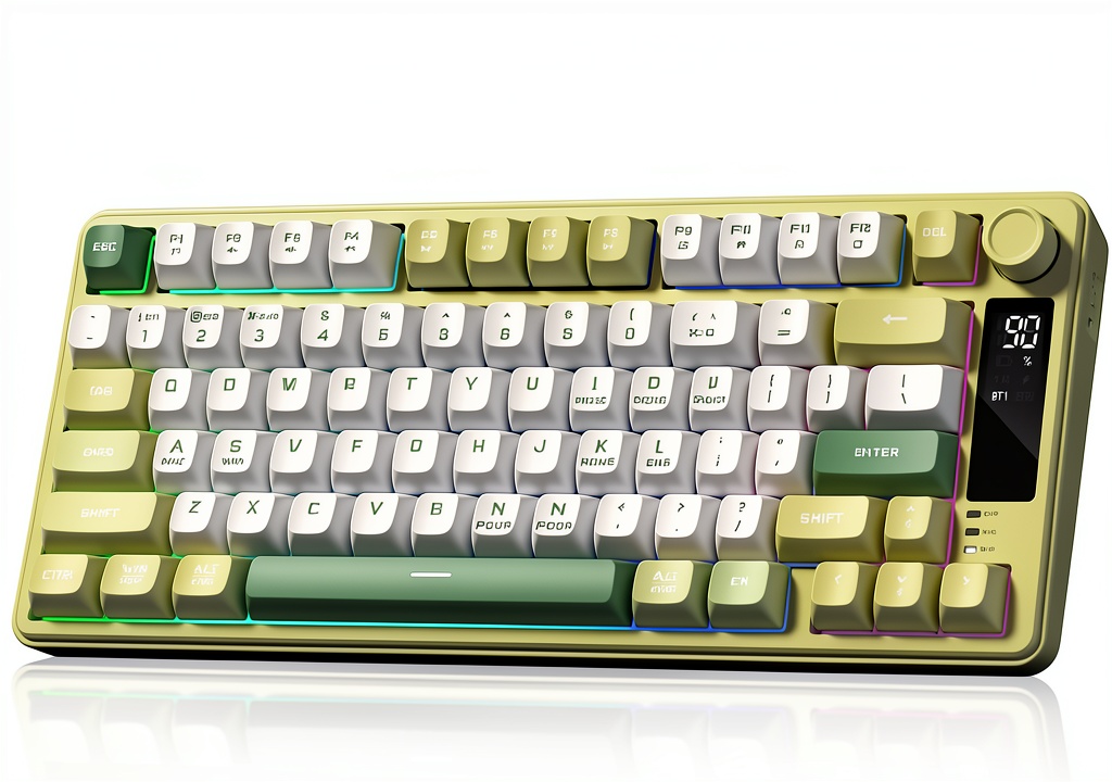 Installing Womier DK75 Wireless Gaming Membrane Keyboard RGB Backlit on a wooden desk