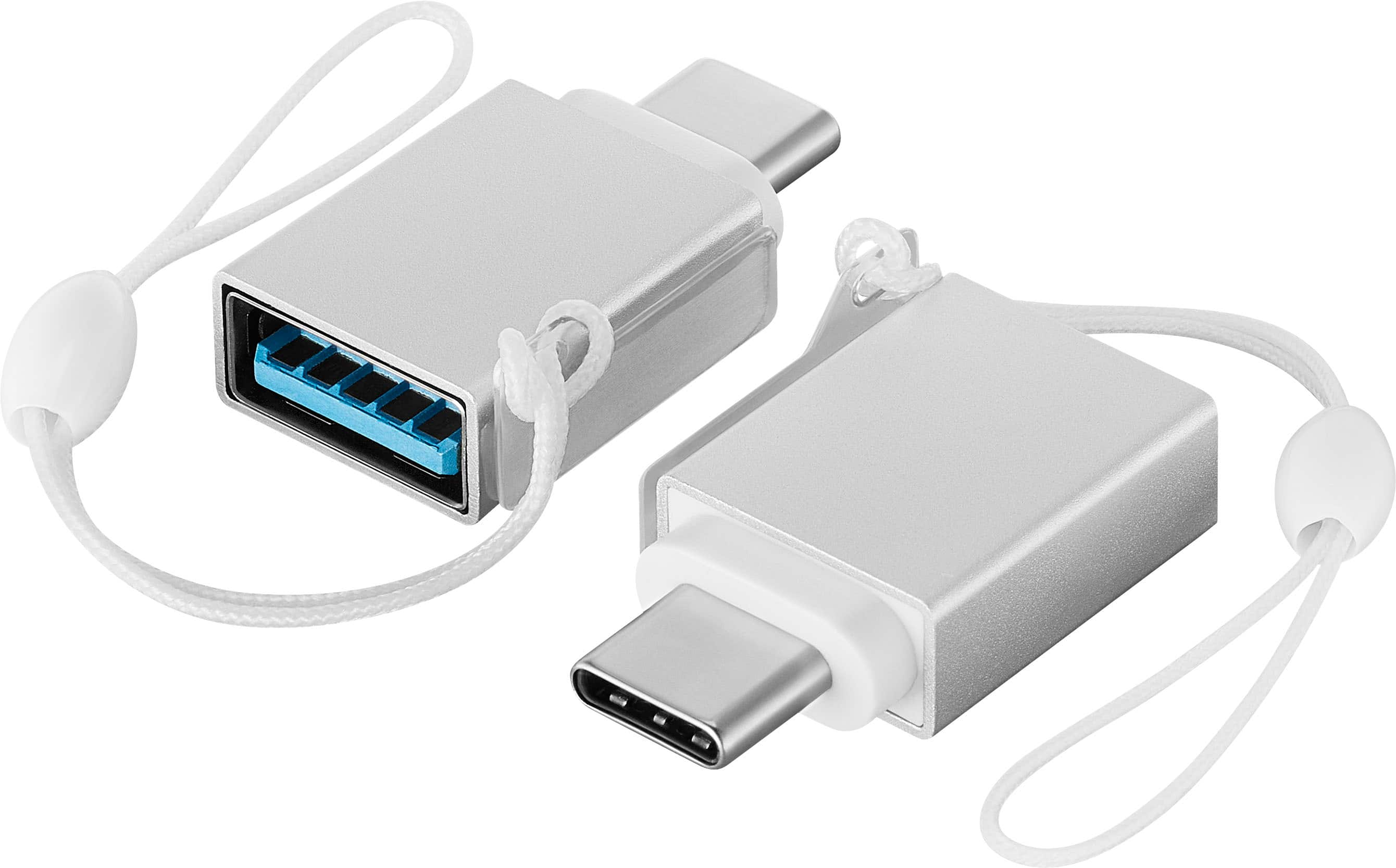 Best Buy Essentials USB to USB-C Adapter connected to a laptop
