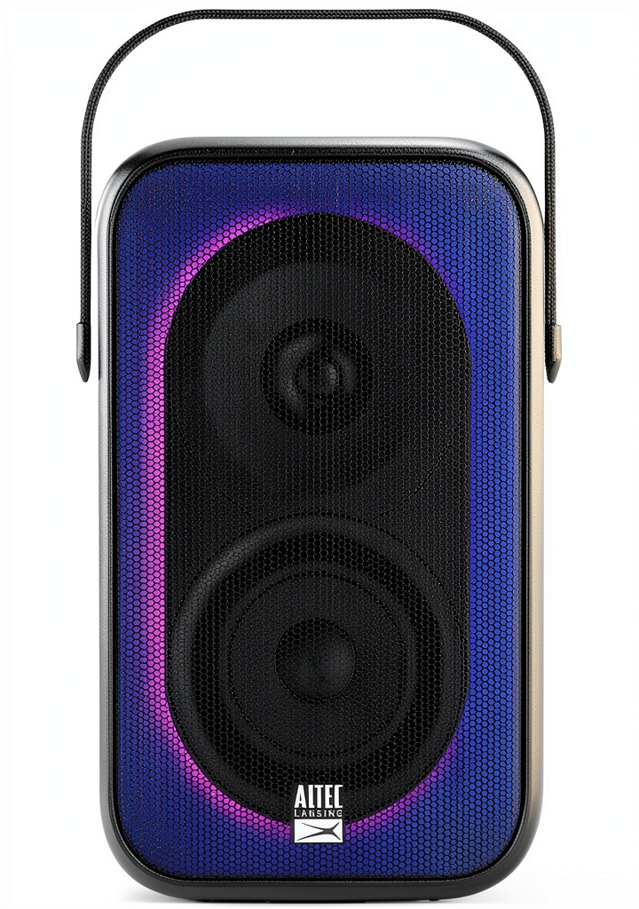 Altec Lansing Shockwave Speaker in a party setting with LED lights active