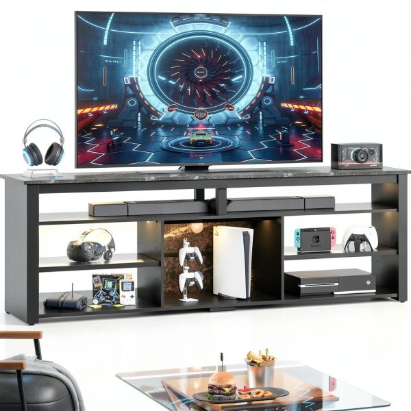 Pavo 70 Inch TV Stand Gaming Console LED Lights Black-6