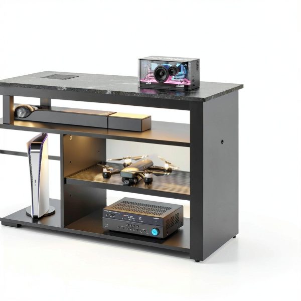 Pavo 70 Inch TV Stand Gaming Console LED Lights Black-3
