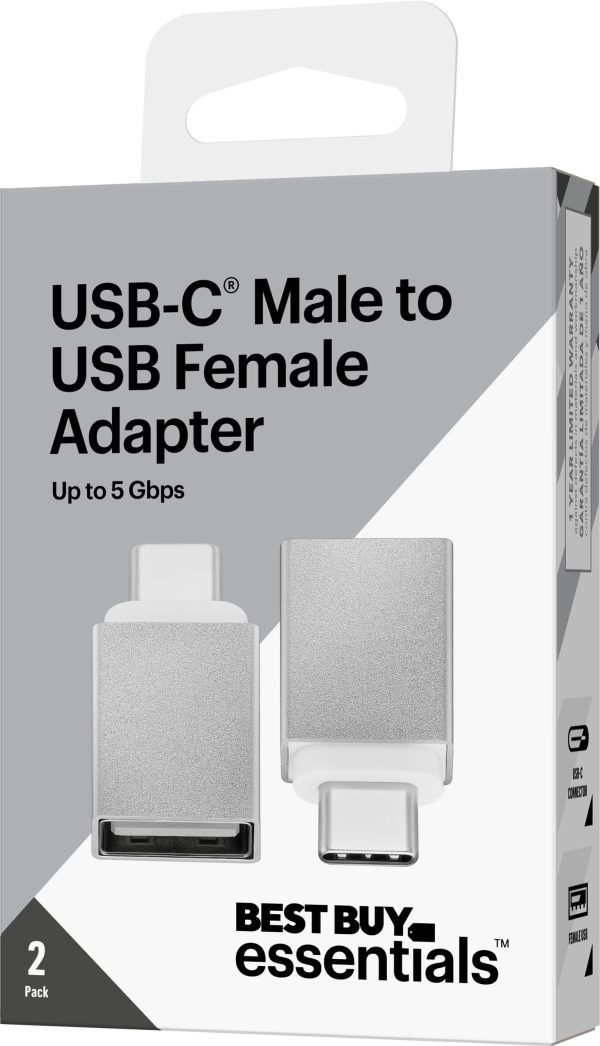 Best Buy Essentials USB to USB-C Adapter 2-Pack Charging-12
