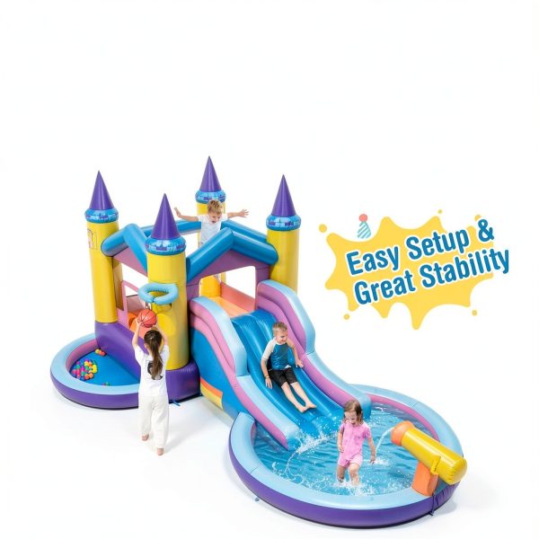 Princess Castle Inflatable Water Park Oxford Cloth Kids-4