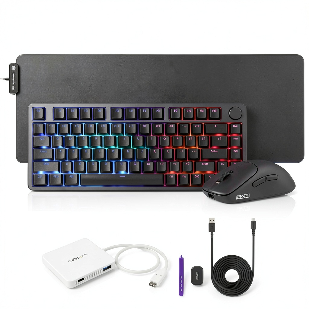 Fnatic mechanical keyboard with Rapid Trigger switches on a gaming desk