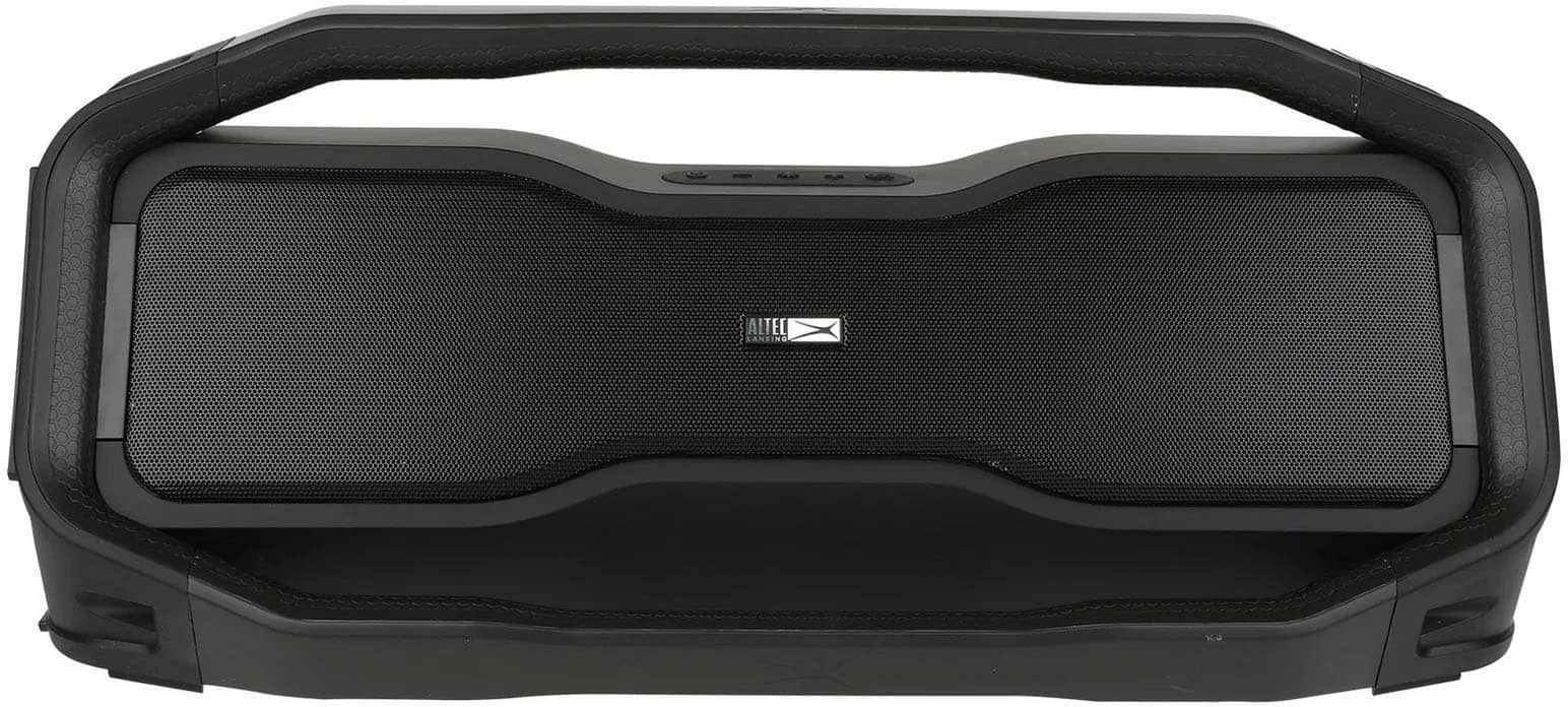 Altec Lansing RockBox XL 2.0 speaker in a party setting with LED lights active